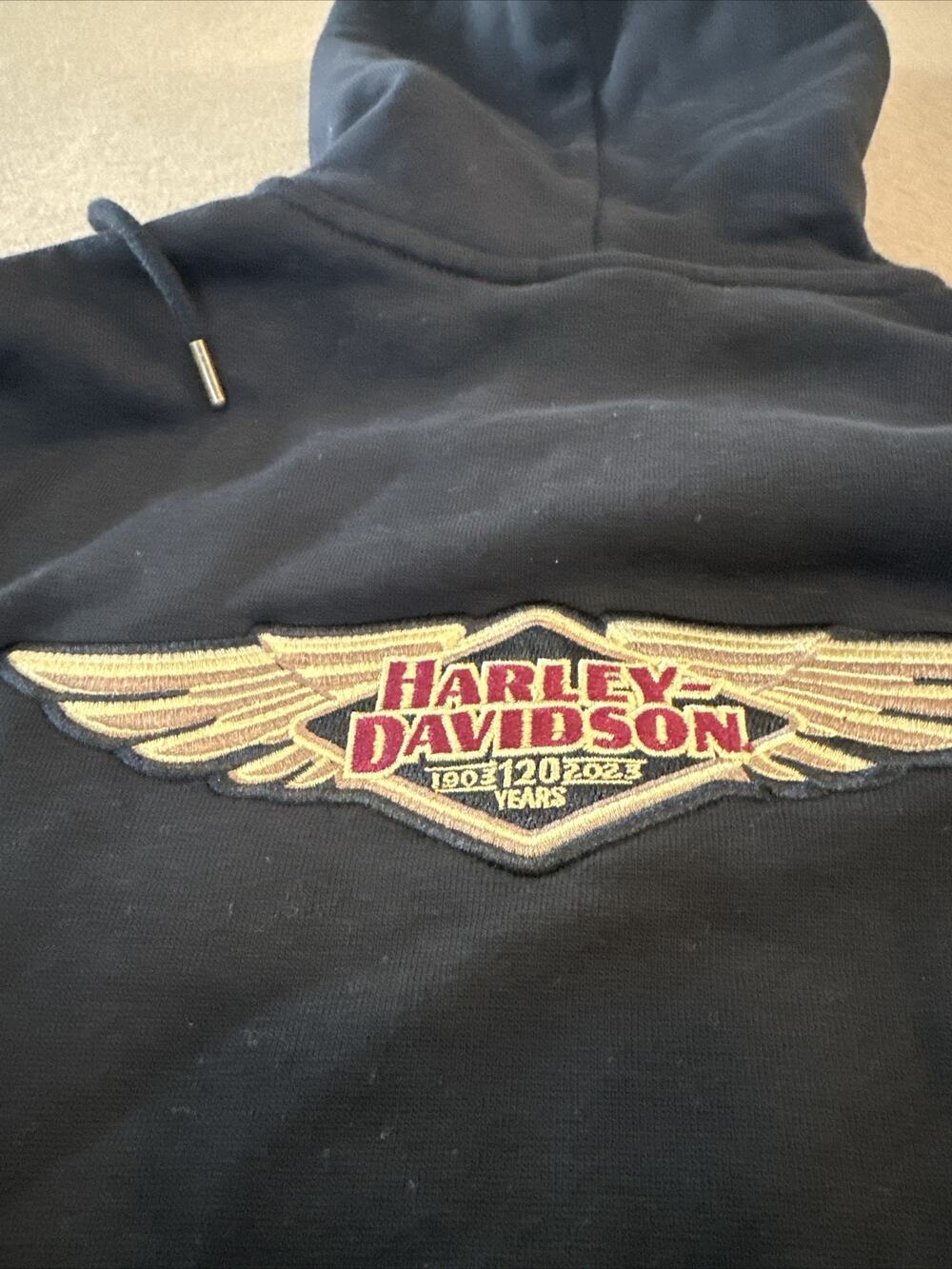 Harley Davidson Women's 120th Anniversary Special Zip Front Hoodie Black Size SM